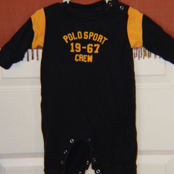 Polo Sport Long-Sleeved Onesie black and orange size S 3-6 Months - Picture 1 of 4